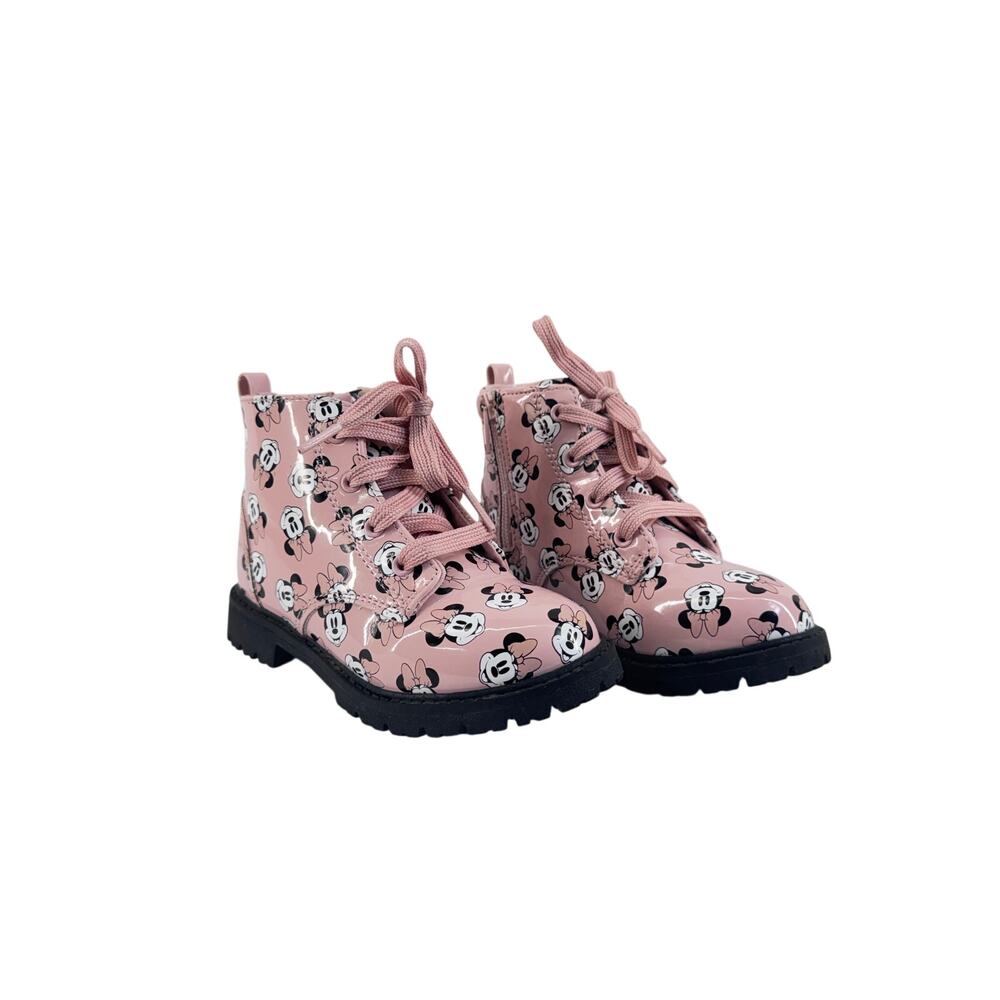 Disney Minnie Mouse Pink Combat Boots Kids US 9 Lace Up Ankle Shoes disneyworld